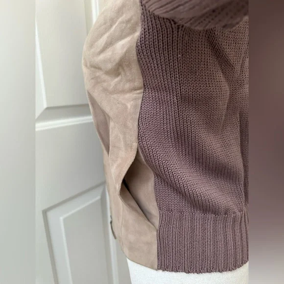 Fabiana Filippi two-tone chamois leather and cotton, waist cut jacket - Picture 8 of 16